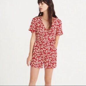 Madewell Red Floral Jumpsuit